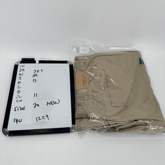 LL Bean Pants Womens 20 Khaki Tan Classic Fit Straight Flannel Lined Coastal NEW - Picture 8 of 8